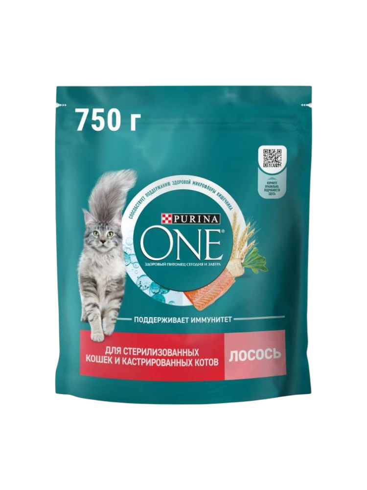 КОРМ Д/КОШЕК PURINA ONE 750Г ЛОСОСЬ/ПШЕНИЦА Д/СТЕРИЛ И КАСТРИРОВАННЫХ